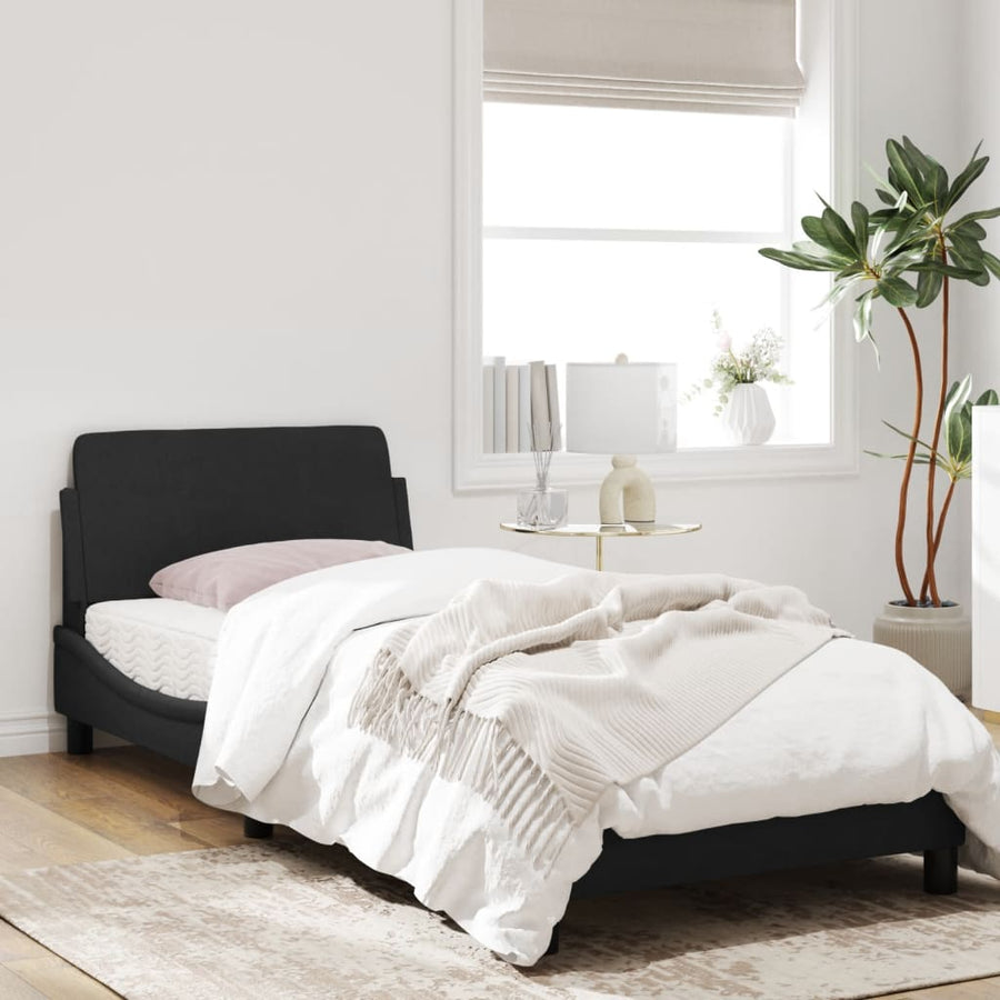 Bedframe Met Hoofdeinde Fluweel Zwart 90X190 Cm