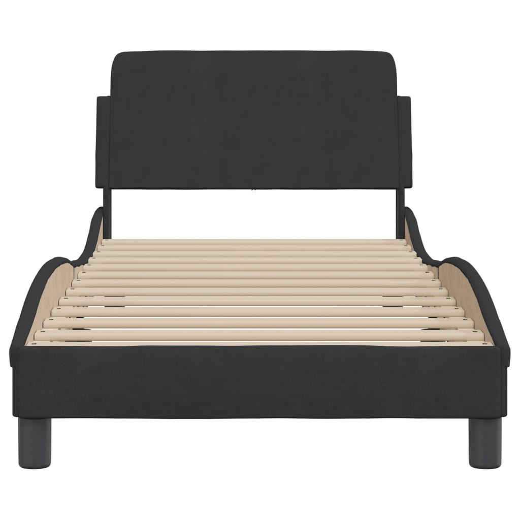 Bedframe Met Hoofdeinde Fluweel Zwart 90X190 Cm