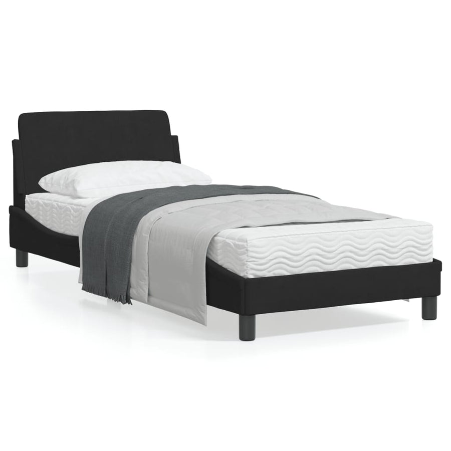 Bedframe Met Hoofdeinde Fluweel Zwart 90X190 Cm