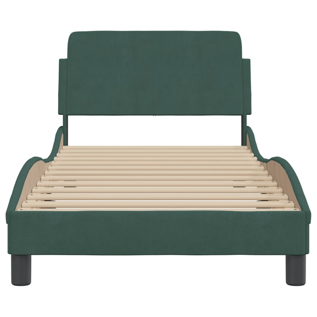Bedframe Met Hoofdeinde Fluweel Donkergroen 90X190 Cm