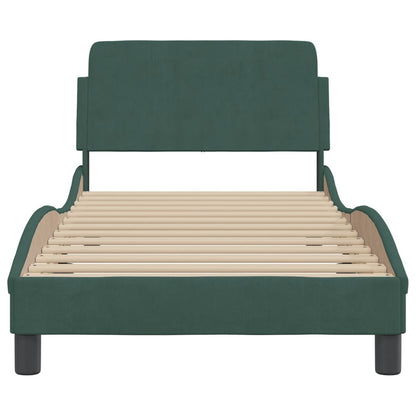 Bedframe Met Hoofdeinde Fluweel Donkergroen 90X190 Cm