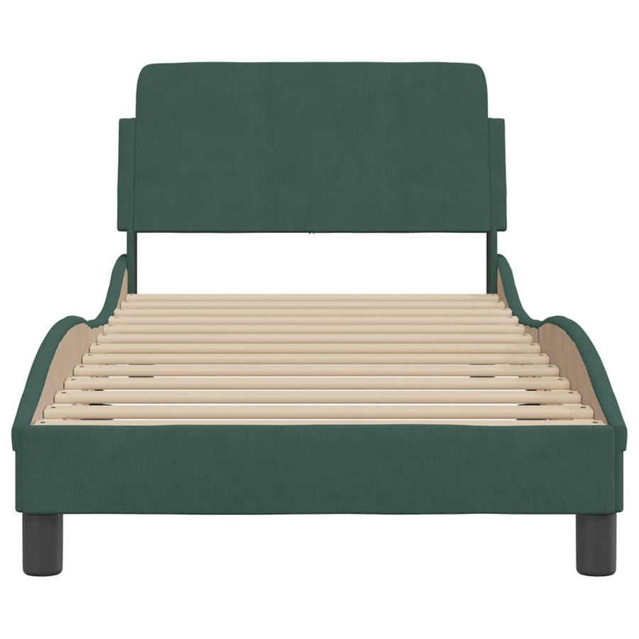 Bedframe Met Hoofdeinde Fluweel Donkergroen 90X190 Cm