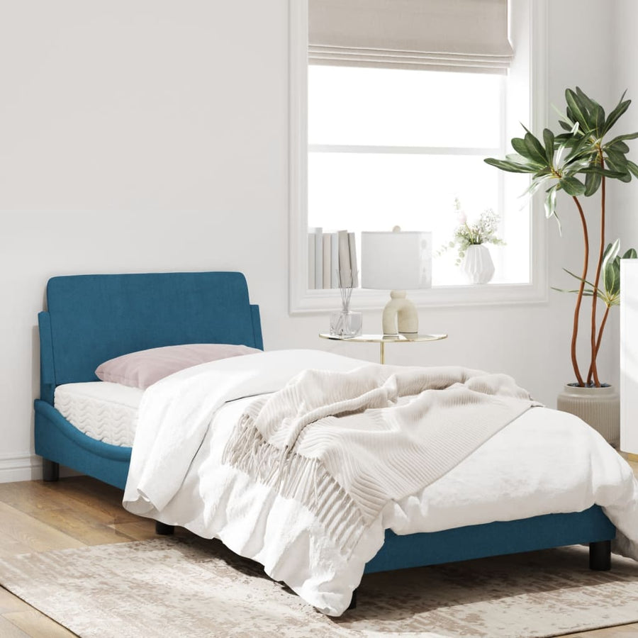 Bedframe Met Hoofdeinde Fluweel Blauw 90X190 Cm