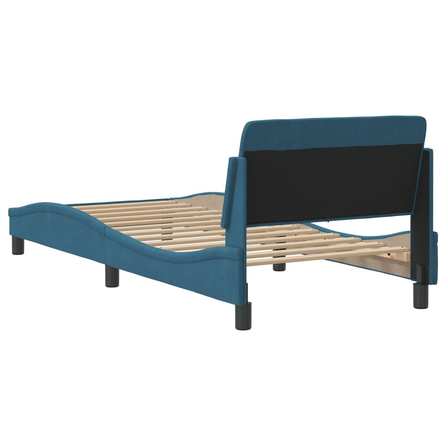 Bedframe Met Hoofdeinde Fluweel Blauw 90X190 Cm