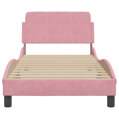 Bedframe Met Hoofdeinde Fluweel Roze 90X190 Cm