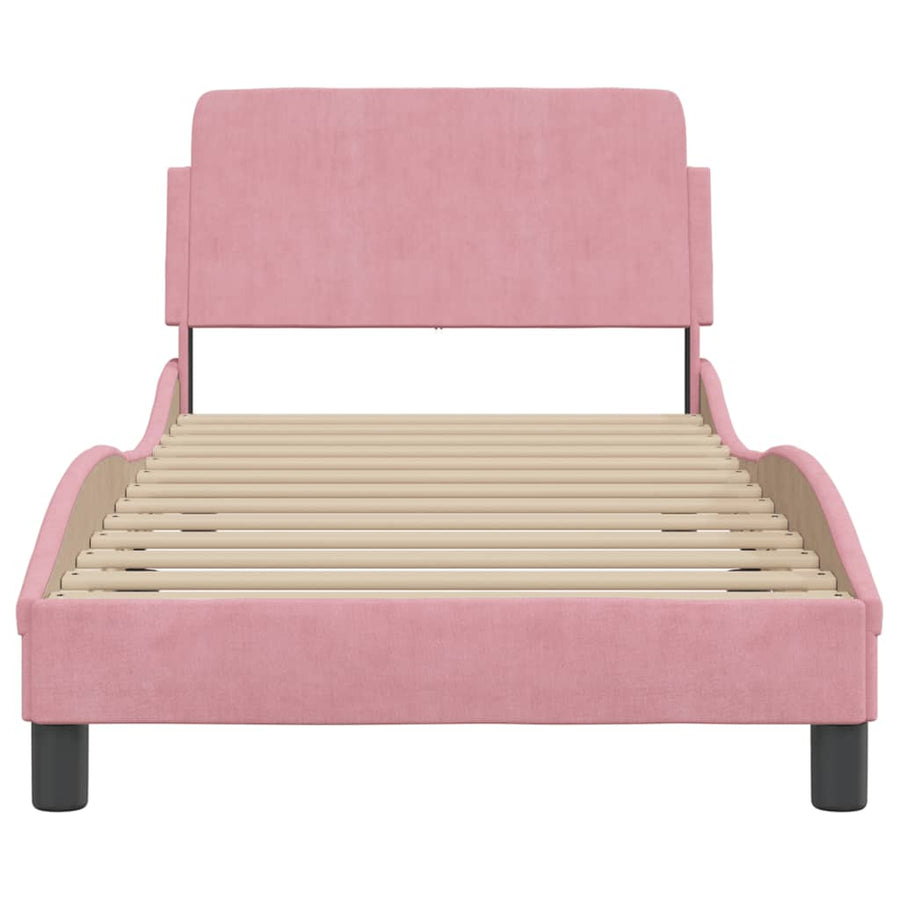 Bedframe Met Hoofdeinde Fluweel Roze 90X190 Cm