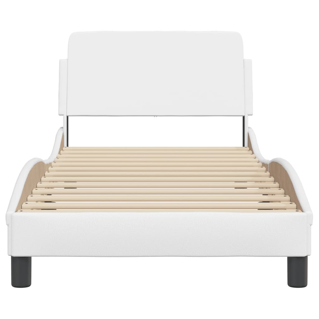 Bedframe Met Hoofdbord Kunstleer Wit 90X190 Cm