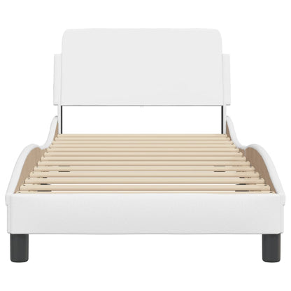 Bedframe Met Hoofdbord Kunstleer Wit 90X190 Cm