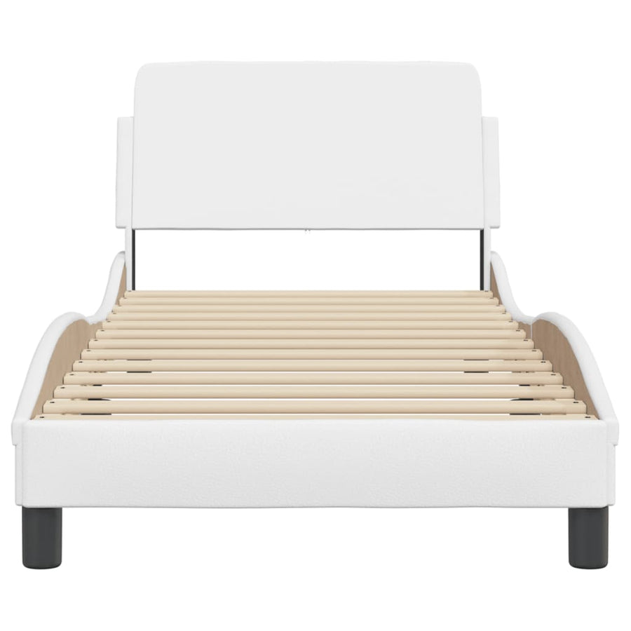 Bedframe Met Hoofdbord Kunstleer Wit 90X190 Cm