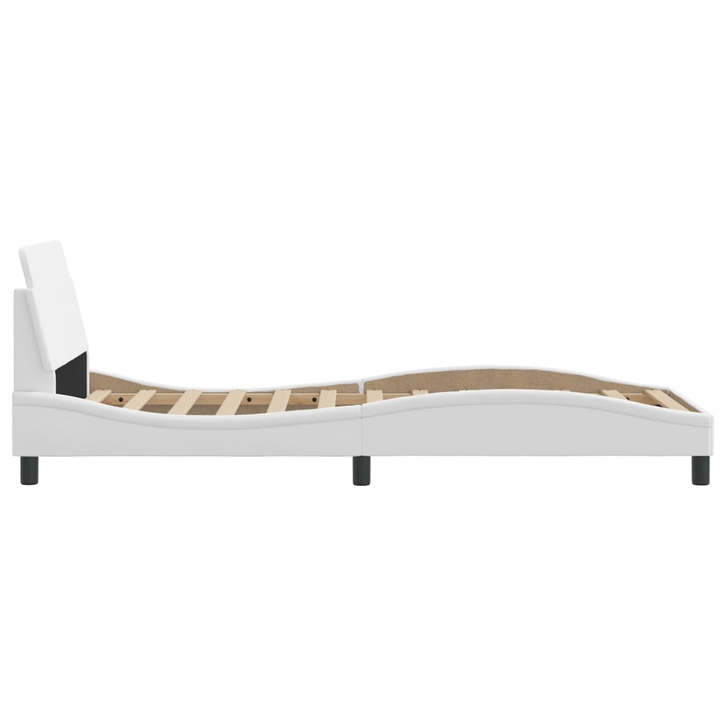 Bedframe Met Hoofdbord Kunstleer Wit 90X190 Cm