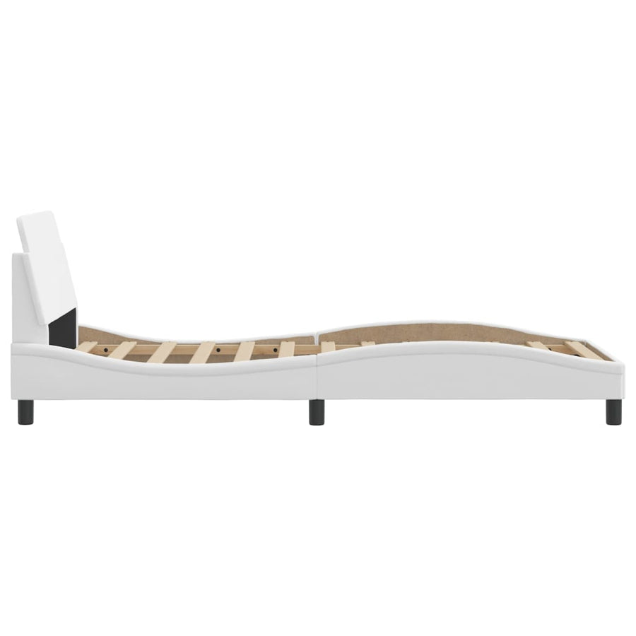 Bedframe Met Hoofdbord Kunstleer Wit 90X190 Cm