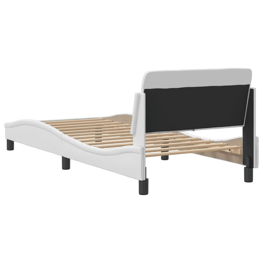 Bedframe Met Hoofdbord Kunstleer Wit 90X190 Cm