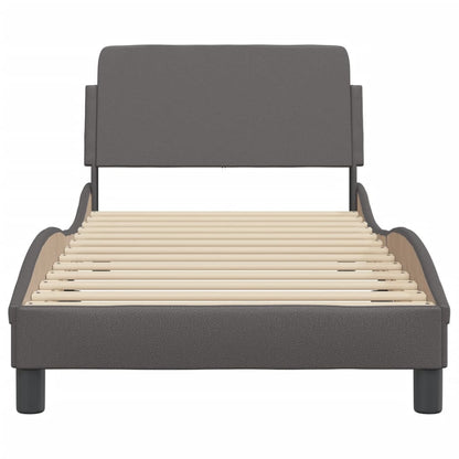 Bedframe Met Hoofdbord Kunstleer Grijs 90X190 Cm