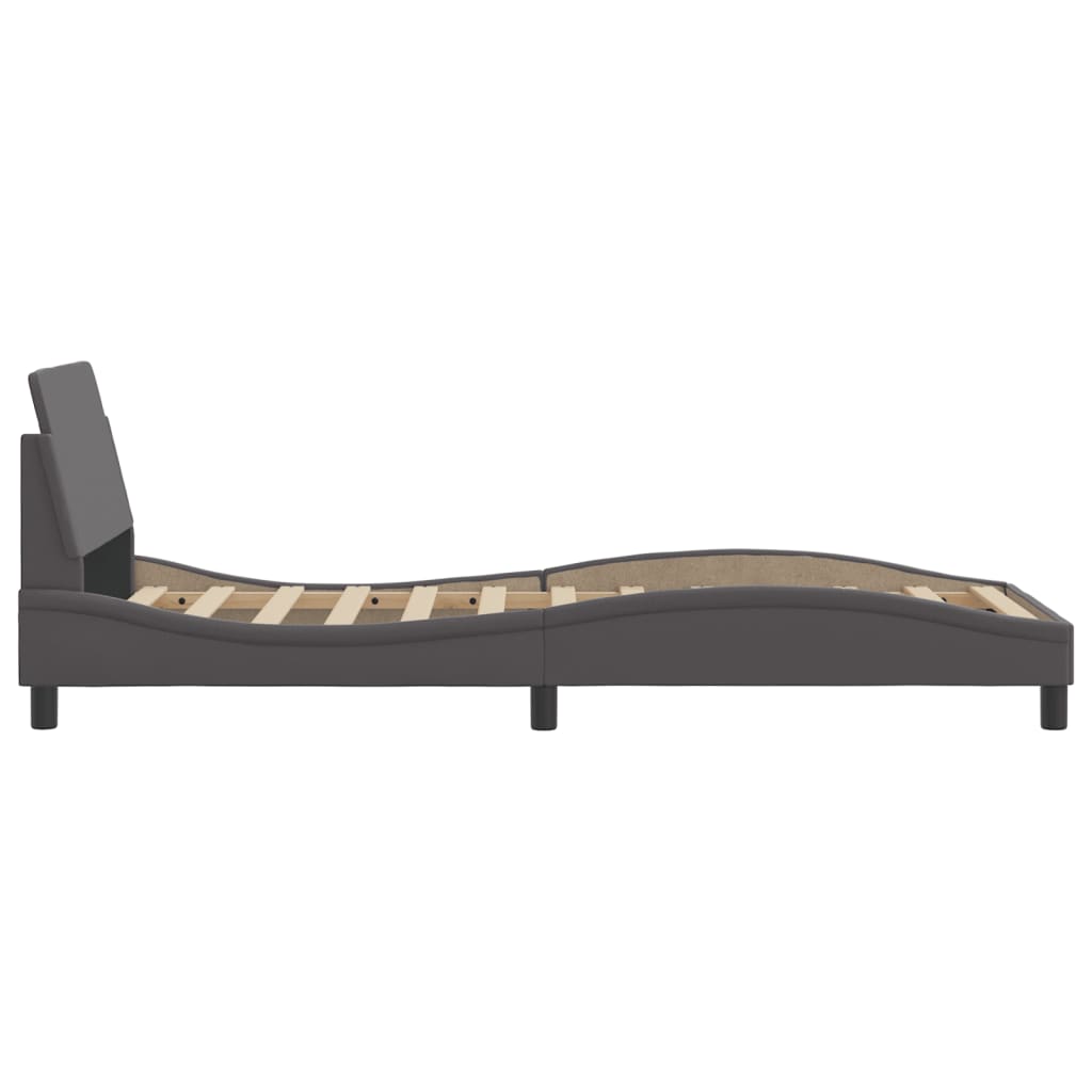 Bedframe Met Hoofdbord Kunstleer Grijs 90X190 Cm