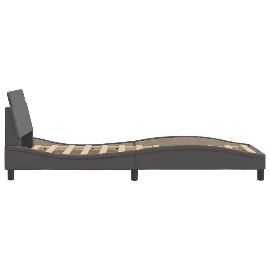 Bedframe Met Hoofdbord Kunstleer Grijs 90X190 Cm