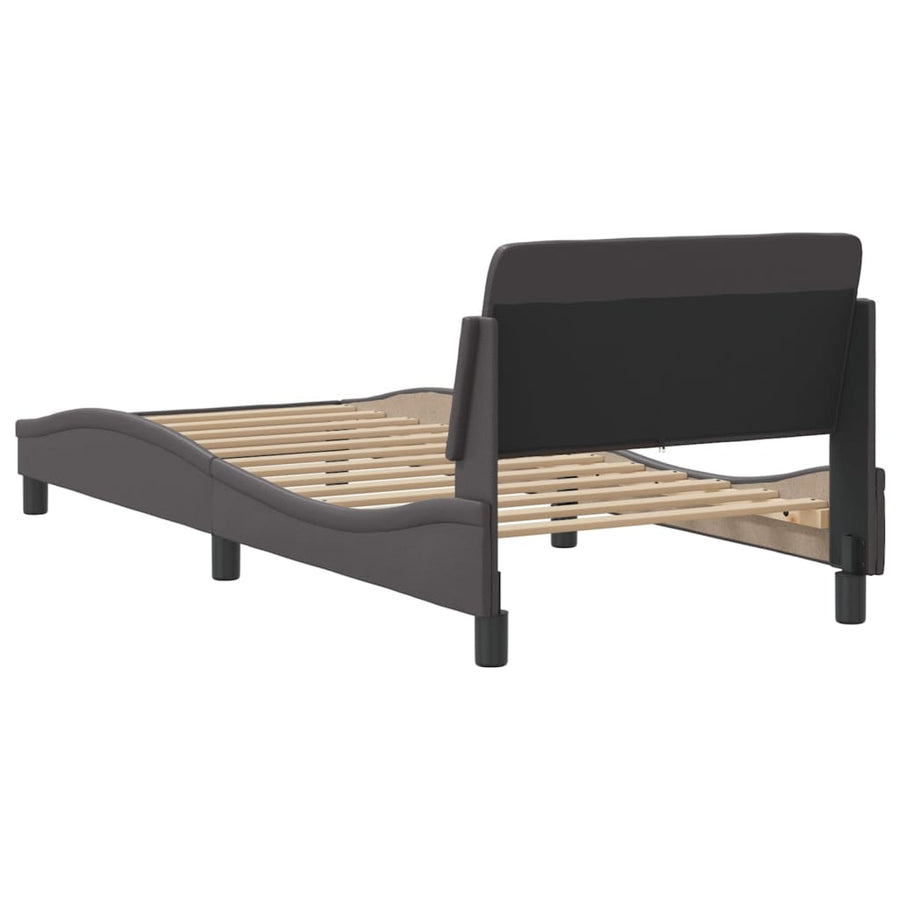 Bedframe Met Hoofdbord Kunstleer Grijs 90X190 Cm