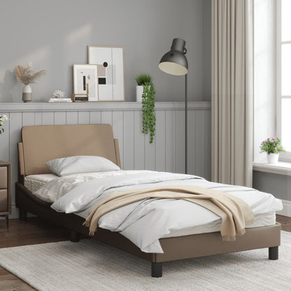 Bedframe Met Hoofdbord Kunstleer Cappucinnokleurig 90X190 Cm