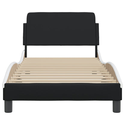 Bedframe Met Hoofdbord Kunstleer Zwart En Wit 90X190 Cm