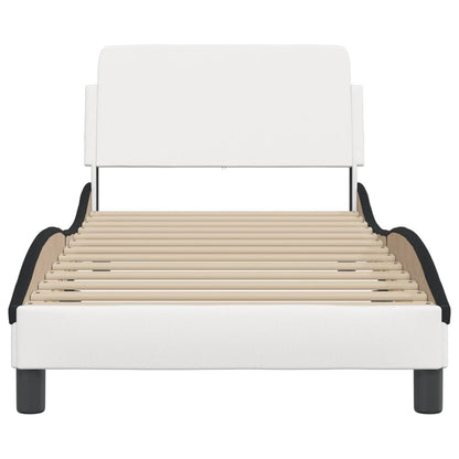 Bedframe Met Hoofdbord Kunstleer Zwart En Wit 90X190 Cm