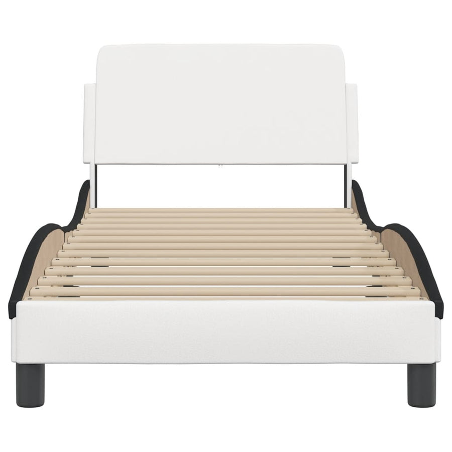 Bedframe Met Hoofdbord Kunstleer Zwart En Wit 90X190 Cm