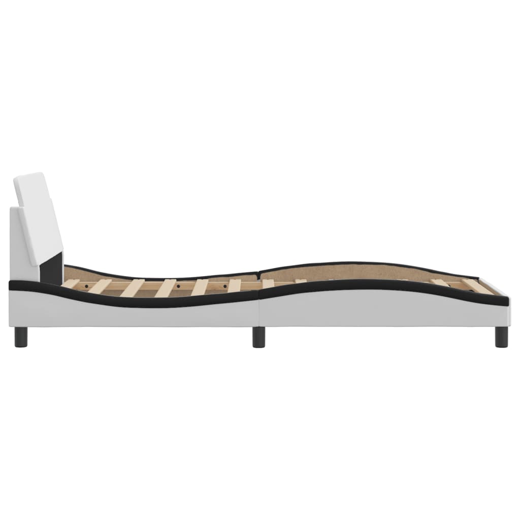 Bedframe Met Hoofdbord Kunstleer Zwart En Wit 90X190 Cm