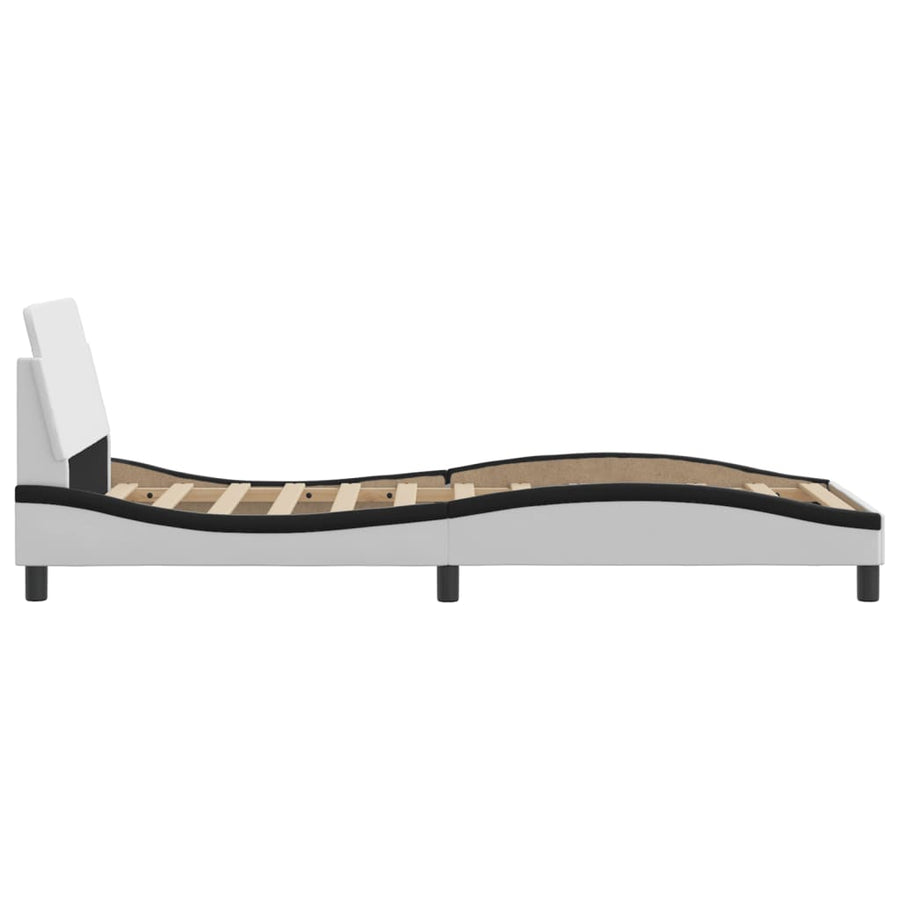 Bedframe Met Hoofdbord Kunstleer Zwart En Wit 90X190 Cm