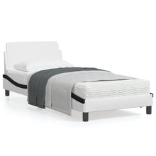 Bedframe Met Hoofdbord Kunstleer Zwart En Wit 90X190 Cm