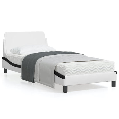 Bedframe Met Hoofdbord Kunstleer Zwart En Wit 90X190 Cm