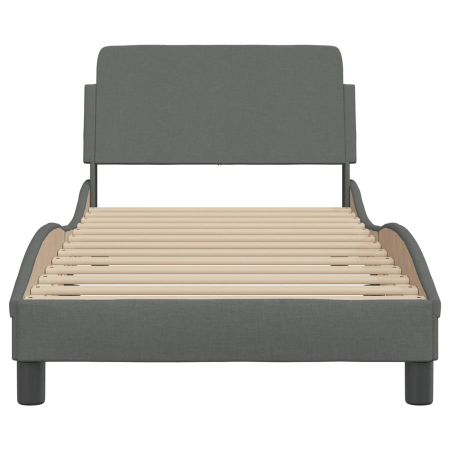 Bedframe Met Hoofdbord Stof Donkergrijs 90X200 Cm
