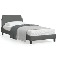 Bedframe Met Hoofdbord Stof Donkergrijs 90X200 Cm