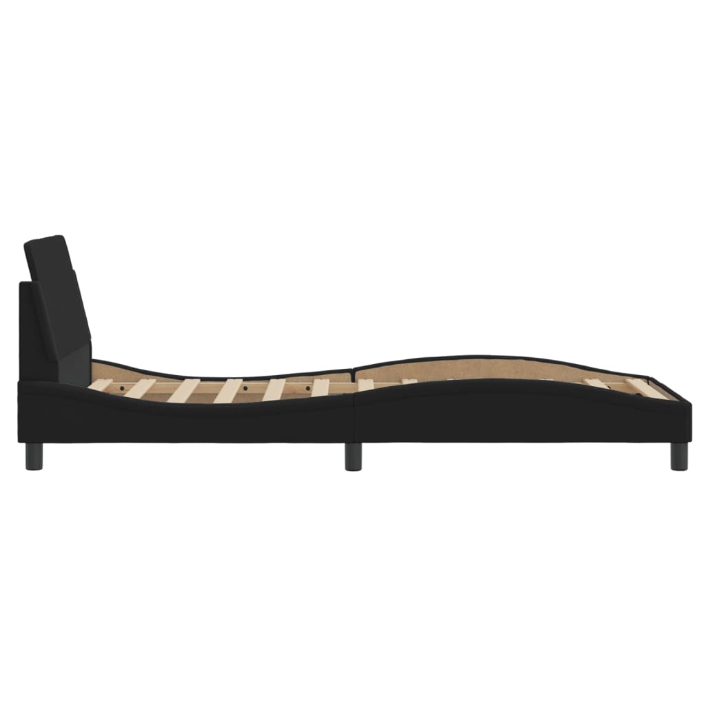 Bedframe Met Hoofdbord Stof Zwart 90X200 Cm