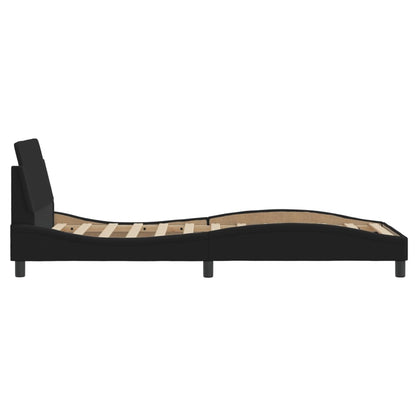 Bedframe Met Hoofdbord Stof Zwart 90X200 Cm