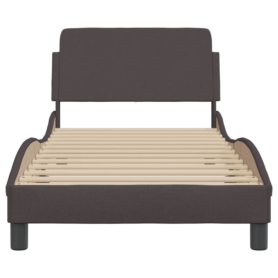 Bedframe Met Hoofdbord Stof Donkerbruin 90X200 Cm