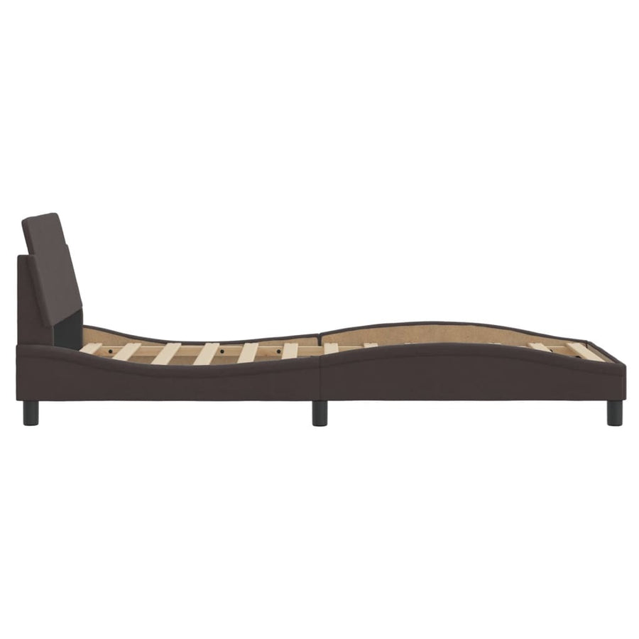 Bedframe Met Hoofdbord Stof Donkerbruin 90X200 Cm