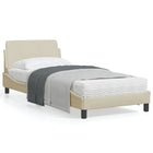 Bed frame with headboard "Dover" 90x200 cm fabric cream