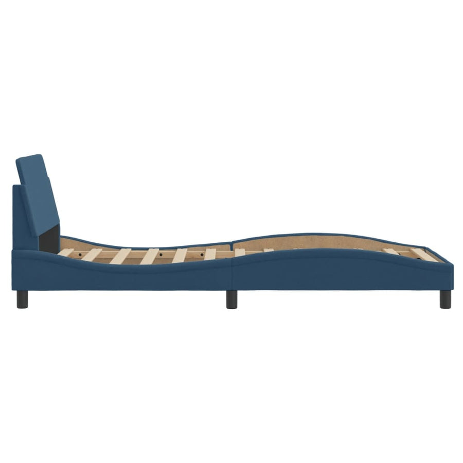 Bedframe Met Hoofdbord Stof Blauw 90X200 Cm