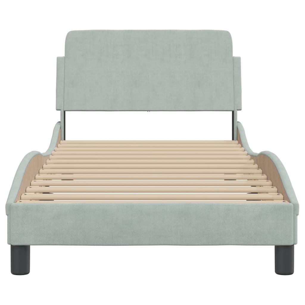 Bedframe Met Hoofdeinde Fluweel Lichtgrijs 90X200 Cm
