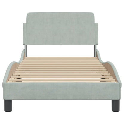 Bedframe Met Hoofdeinde Fluweel Lichtgrijs 90X200 Cm