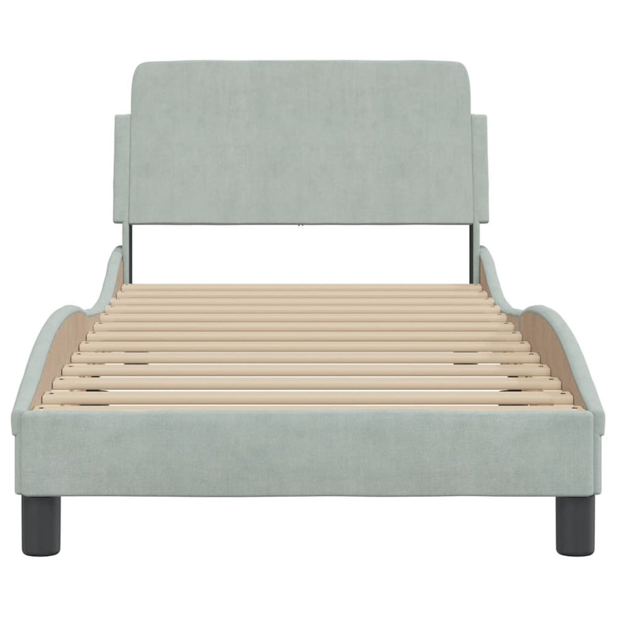 Bedframe Met Hoofdeinde Fluweel Lichtgrijs 90X200 Cm