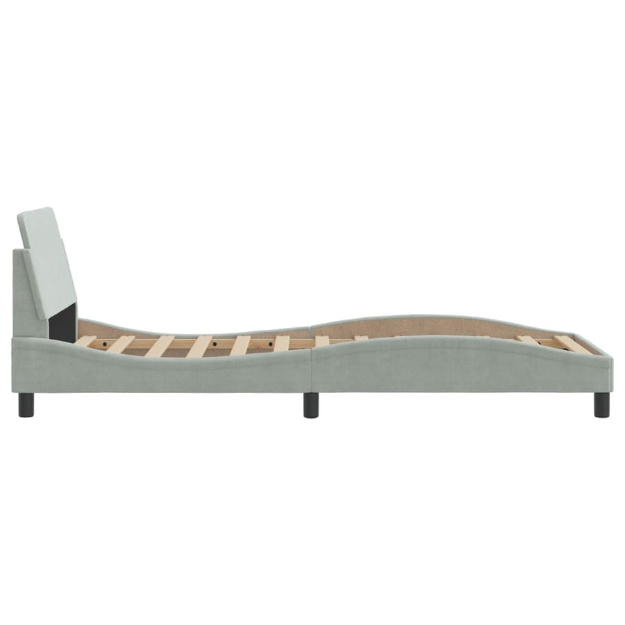 Bedframe Met Hoofdeinde Fluweel Lichtgrijs 90X200 Cm