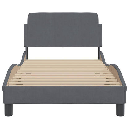 Bedframe Met Hoofdeinde Fluweel Donkergrijs 90X200 Cm