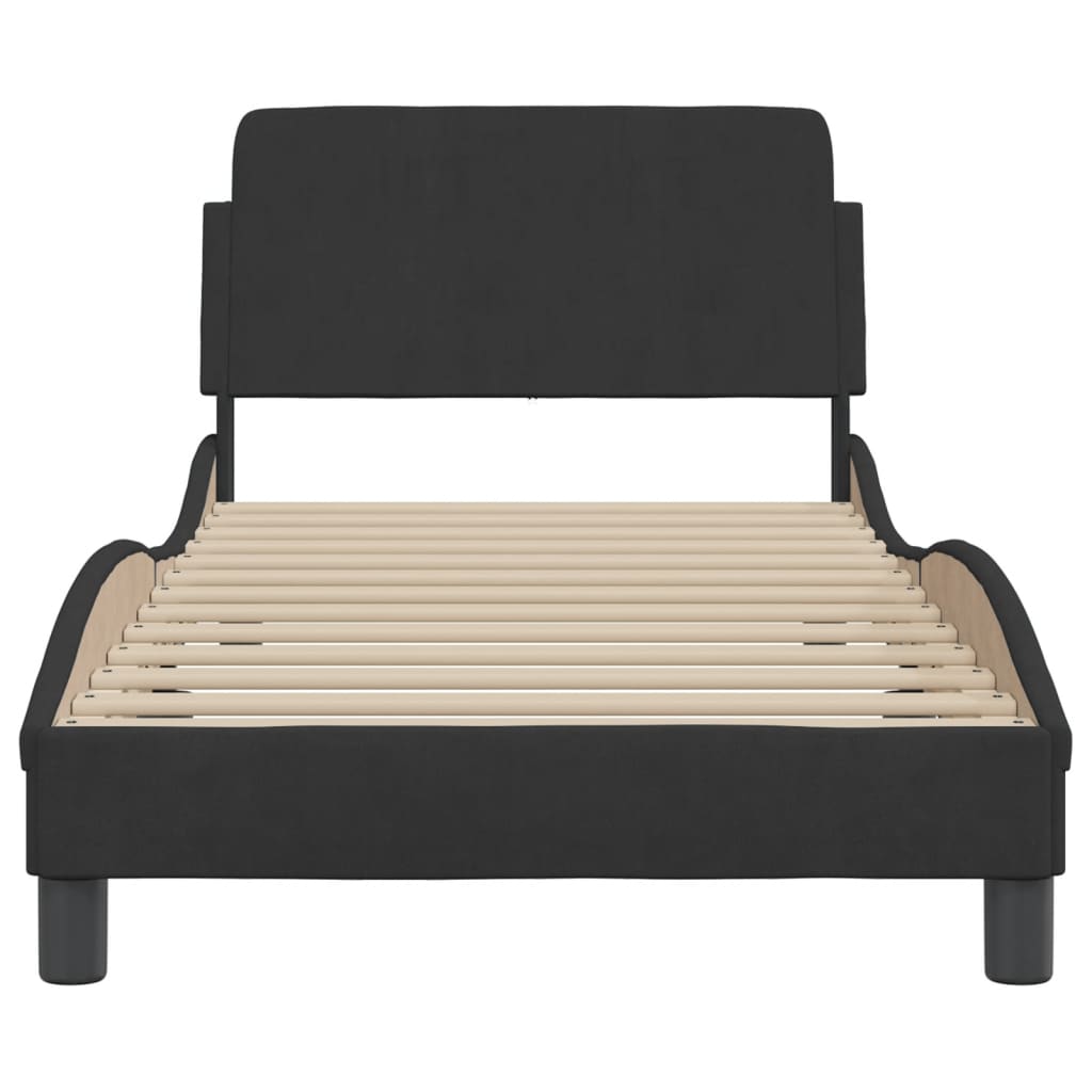 Bedframe Met Hoofdeinde Fluweel Zwart 90X200 Cm