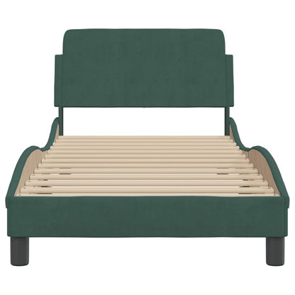Bedframe Met Hoofdeinde Fluweel Donkergroen 90X200 Cm