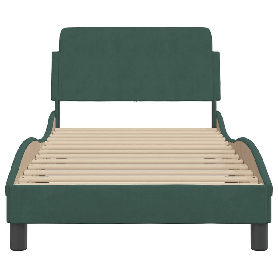 Bedframe Met Hoofdeinde Fluweel Donkergroen 90X200 Cm