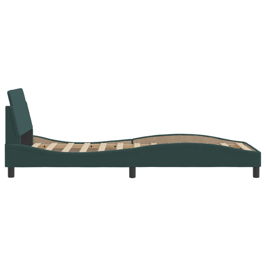 Bedframe Met Hoofdeinde Fluweel Donkergroen 90X200 Cm