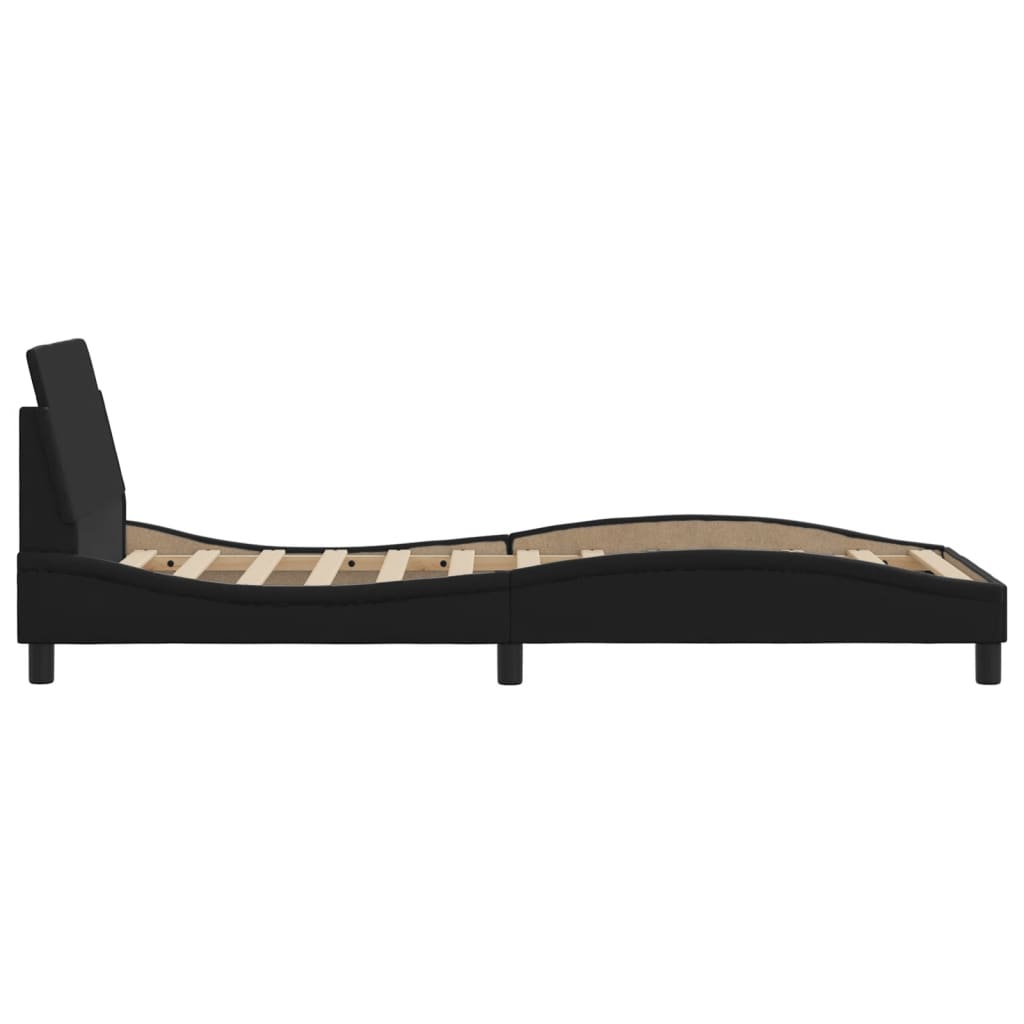 Bedframe Met Hoofdbord Kunstleer Zwart 90X200 Cm