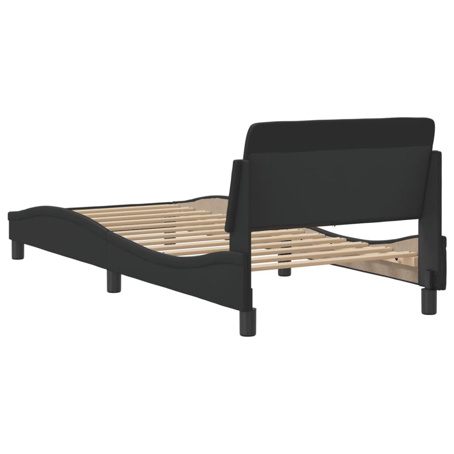 Bedframe Met Hoofdbord Kunstleer Zwart 90X200 Cm