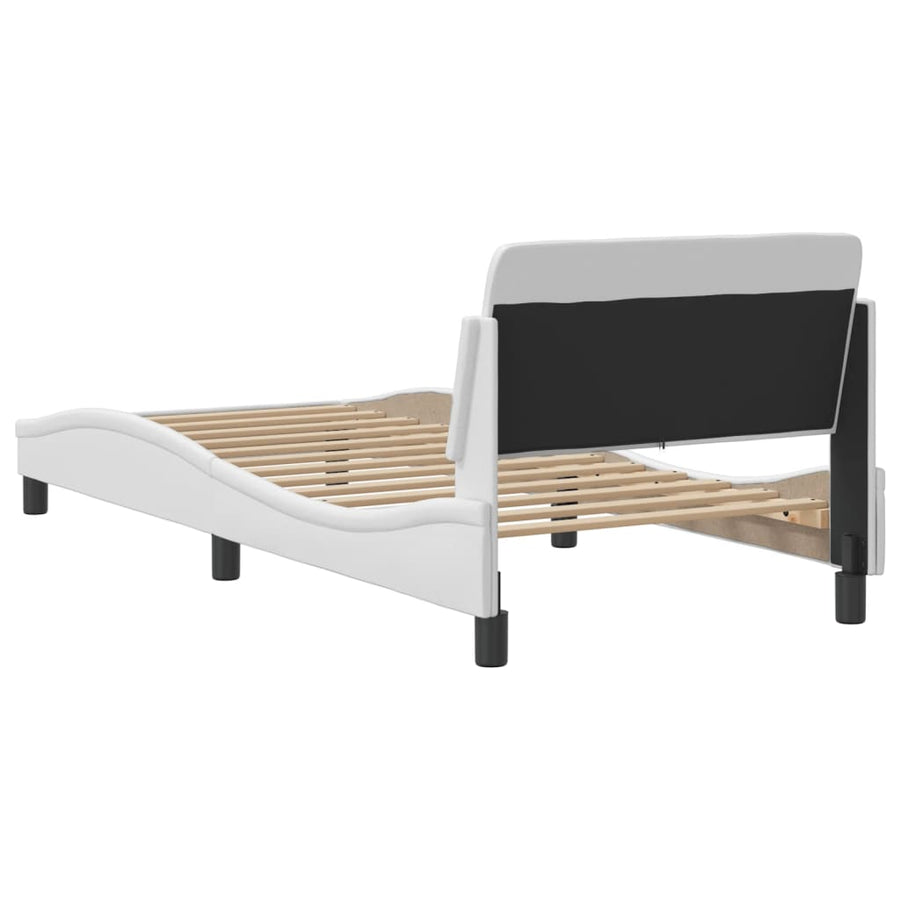 Bedframe Met Hoofdbord Kunstleer Wit 90X200 Cm