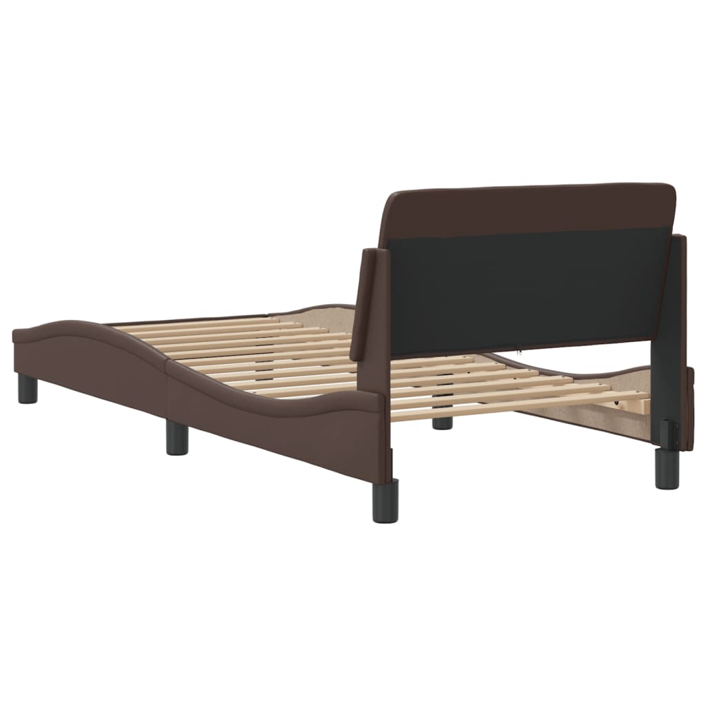 Bedframe Met Hoofdbord Kunstleer Bruin 90X200 Cm