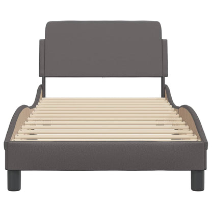 Bedframe Met Hoofdbord Kunstleer Grijs 90X200 Cm